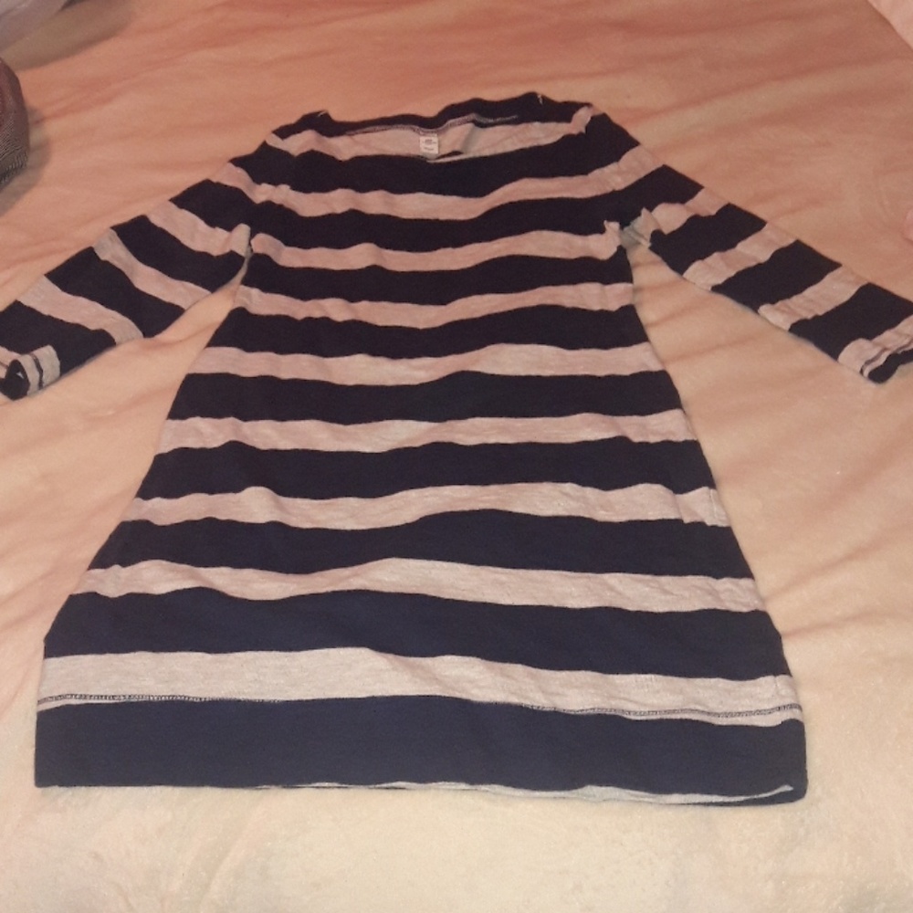 Blue and grey stripe dress